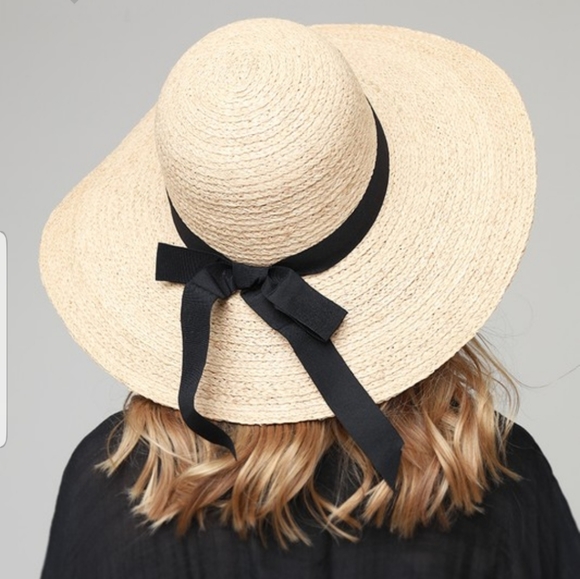 Beach Hat Natural Panama Straw Floppy Ribbon - Picture 2 of 4